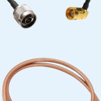 N Male to SMA Male Right Angle RG142 RF Cable Assembly