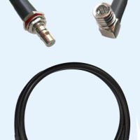 QMA Bulkhead Female to QMA Male Right Angle LMR195 RF Cable Assembly
