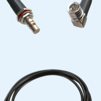 QMA Bulkhead Female to QMA Male Right Angle RG174 RF Cable Assembly