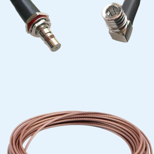 QMA Bulkhead Female to QMA Male Right Angle RG178 RF Cable Assembly