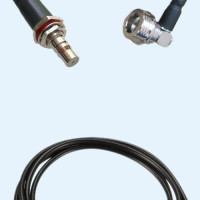 QMA Bulkhead Female to QN Male Right Angle LMR100 RF Cable Assembly