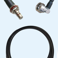 QMA Bulkhead Female to QN Male Right Angle LMR195 RF Cable Assembly