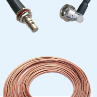 QMA Bulkhead Female to QN Male Right Angle RG188 RF Cable Assembly