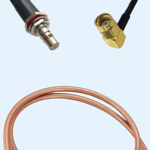 QMA Bulkhead Female to RP SMA Male Right Angle RG142 RF Cable Assembly