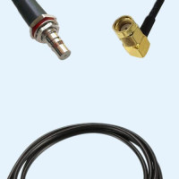 QMA Bulkhead Female to RP SMA Male Right Angle RG174 RF Cable Assembly