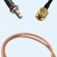 QMA Bulkhead Female to RP SMA Male RG142 RF Cable Assembly