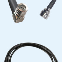 QMA Male Right Angle to QN Male LMR100 RF Cable Assembly
