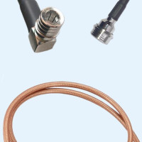 QMA Male Right Angle to QN Male RG142 RF Cable Assembly