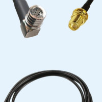 QMA Male Right Angle to RP SMA Bulkhead Female RG174 RF Cable Assembly
