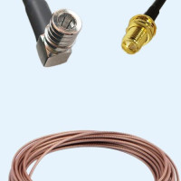 QMA Male Right Angle to RP SMA Bulkhead Female RG178 RF Cable Assembly