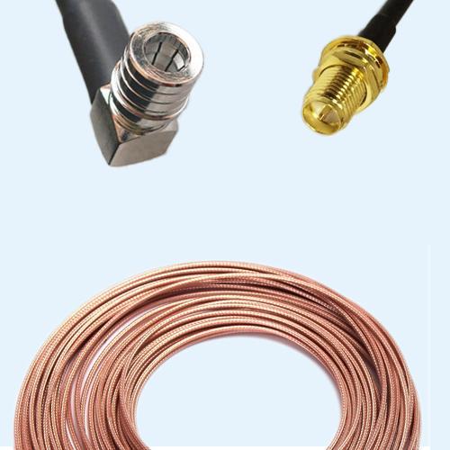 QMA Male Right Angle to RP SMA Bulkhead Female RG188 RF Cable Assembly