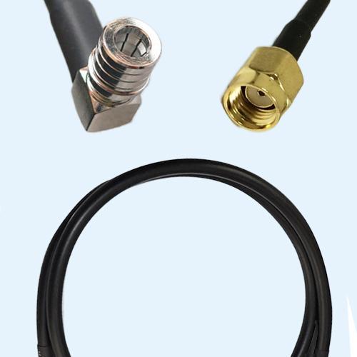 QMA Male Right Angle to RP SMA Male LMR200 RF Cable Assembly