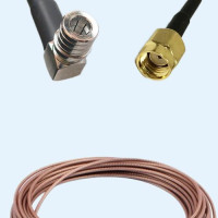 QMA Male Right Angle to RP SMA Male RG178 RF Cable Assembly