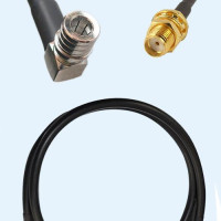 QMA Male Right Angle to SMA Bulkhead Female LMR200 RF Cable Assembly
