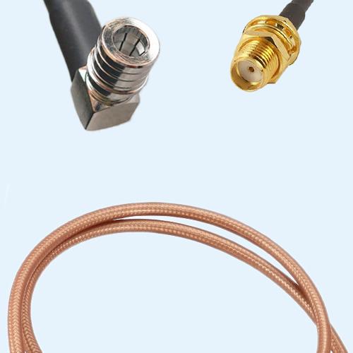 QMA Male Right Angle to SMA Bulkhead Female RG142 RF Cable Assembly