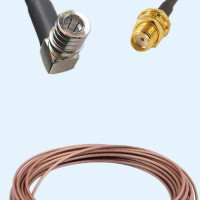 QMA Male Right Angle to SMA Bulkhead Female RG178 RF Cable Assembly