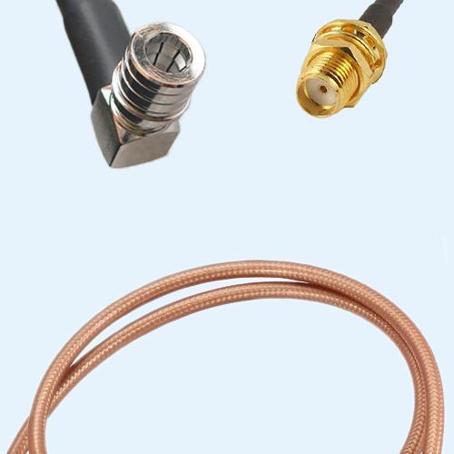 QMA Male Right Angle to SMA Bulkhead Female RG400 RF Cable Assembly