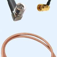 QMA Male Right Angle to SMA Male Right Angle RG142 RF Cable Assembly