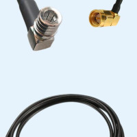 QMA Male Right Angle to SMA Male Right Angle RG174 RF Cable Assembly