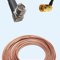 QMA Male Right Angle to SMA Male Right Angle RG188 RF Cable Assembly