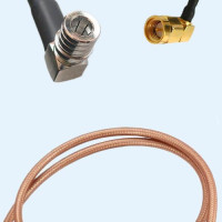 QMA Male Right Angle to SMA Male Right Angle RG400 RF Cable Assembly