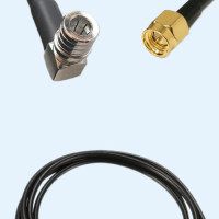 QMA Male Right Angle to SMA Male LMR100 RF Cable Assembly