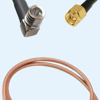 QMA Male Right Angle to SMA Male RG142 RF Cable Assembly