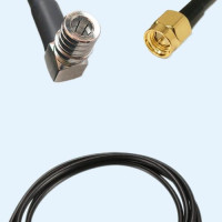 QMA Male Right Angle to SMA Male RG174 RF Cable Assembly