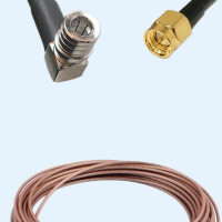 QMA Male Right Angle to SMA Male RG178 RF Cable Assembly