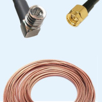 QMA Male Right Angle to SMA Male RG188 RF Cable Assembly