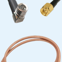 QMA Male Right Angle to SMA Male RG400 RF Cable Assembly
