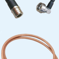 QMA Male to QN Male Right Angle RG142 RF Cable Assembly