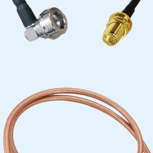 QN Male Right Angle to RP SMA Bulkhead Female RG142 RF Cable Assembly