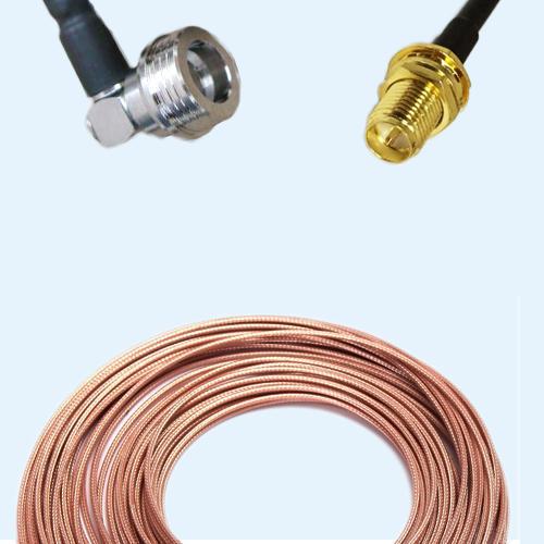 QN Male Right Angle to RP SMA Bulkhead Female RG188 RF Cable Assembly