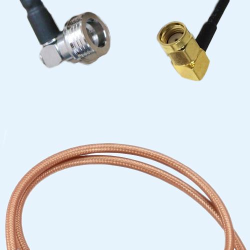 QN Male Right Angle to RP SMA Male Right Angle RG142 RF Cable Assembly