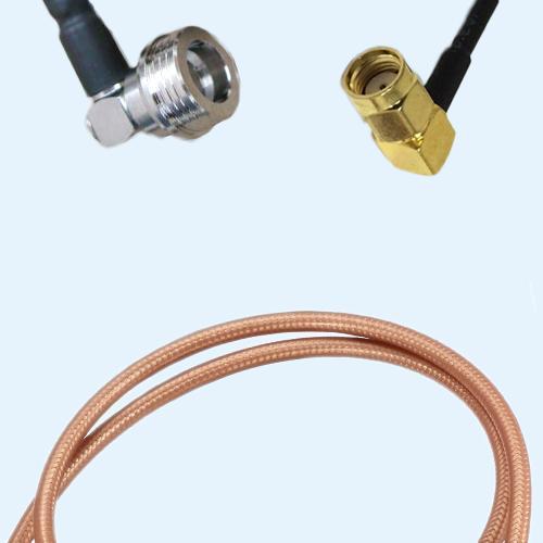 QN Male Right Angle to RP SMA Male Right Angle RG400 RF Cable Assembly
