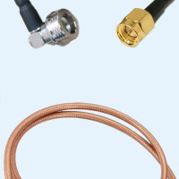 QN Male Right Angle to SMA Male RG142 RF Cable Assembly