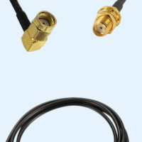RP SMA Male Right Angle to SMA Bulkhead Female RG174 RF Cable Assembly