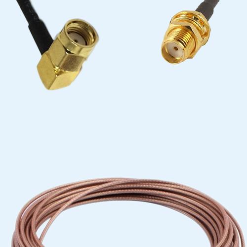RP SMA Male Right Angle to SMA Bulkhead Female RG178 RF Cable Assembly