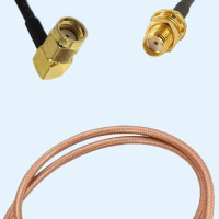 RP SMA Male Right Angle to SMA Bulkhead Female RG400 RF Cable Assembly