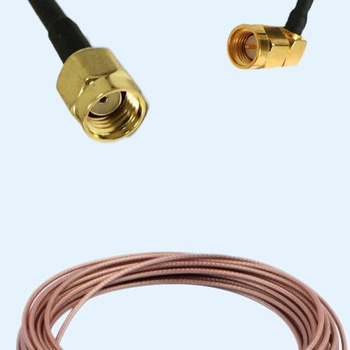 RP SMA Male to SMA Male Right Angle RG178 RF Cable Assembly