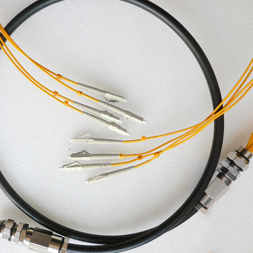 4 Fiber Waterproof Patch Cord LC/UPC to LC/UPC OM2 50/125 Multimode