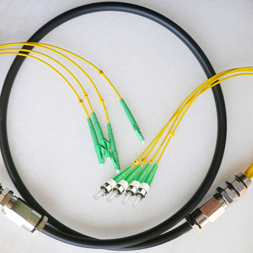 4 Fiber Waterproof Patch Cord LC/APC to ST/APC OS2 9/125 Singlemode