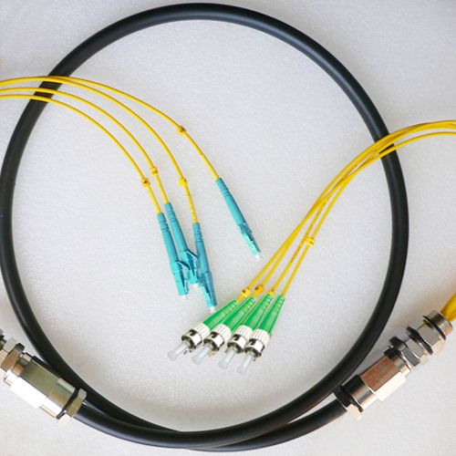 4 Fiber Waterproof Patch Cord LC/UPC to ST/APC OS2 9/125 Singlemode