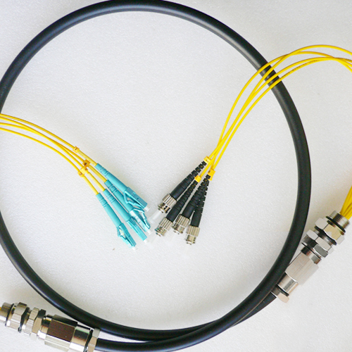 4 Fiber Waterproof Patch Cord LC/UPC to ST/UPC OS2 9/125 Singlemode