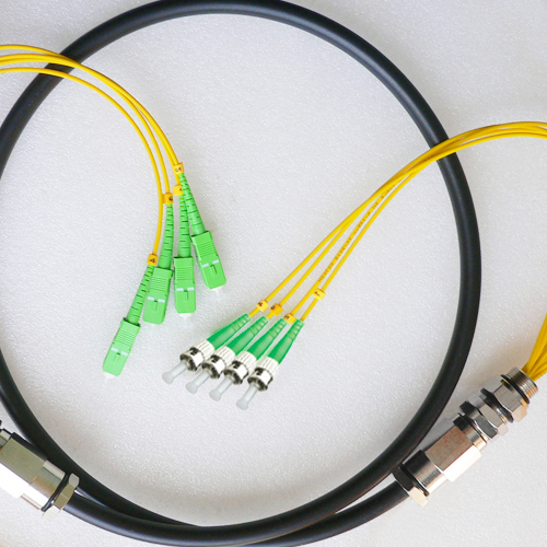 4 Fiber Waterproof Patch Cord SC/APC to ST/APC OS2 9/125 Singlemode