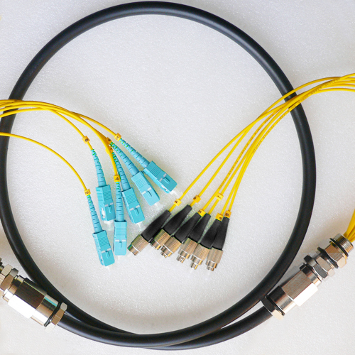 6 Fiber Waterproof Patch Cord FC/UPC to SC/UPC OS2 9/125 Singlemode